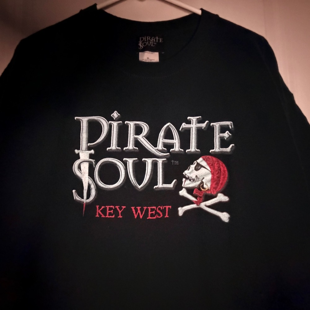 Vintage Y2k Pirate Soul Museum Key West Skull Crossbones Black‎ T-Shirt Mens XL